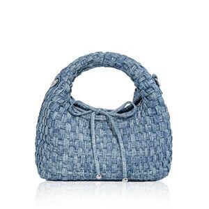 4990 Fashion Mini Handbag , Woven Tote Bucket Composite Bag Knitting Chain